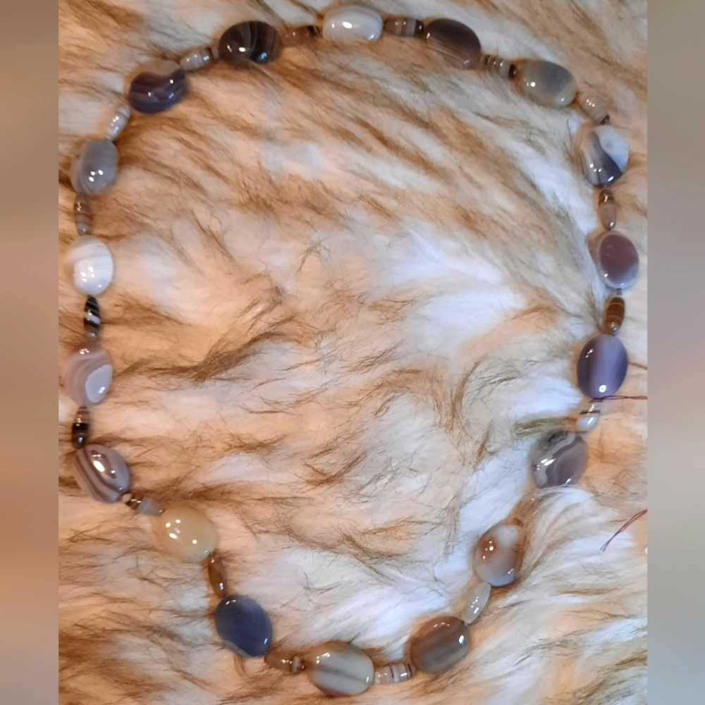 24 inch Botswana Agate hand-knotted necklace
